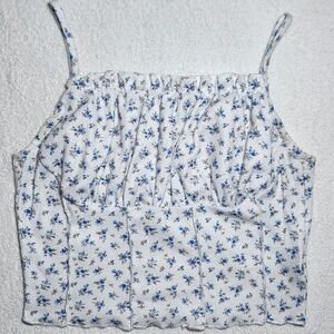 SHEIN Blue Floral Ribbed Cami Top – Size Small